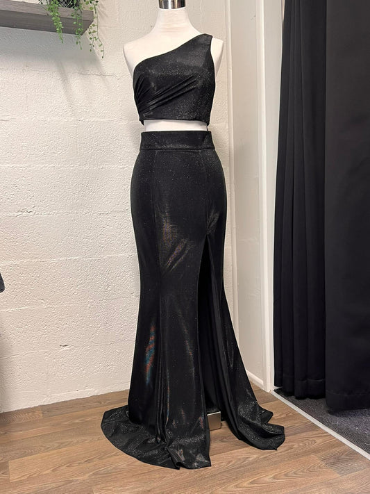 Black Glitter Two Piece Dress