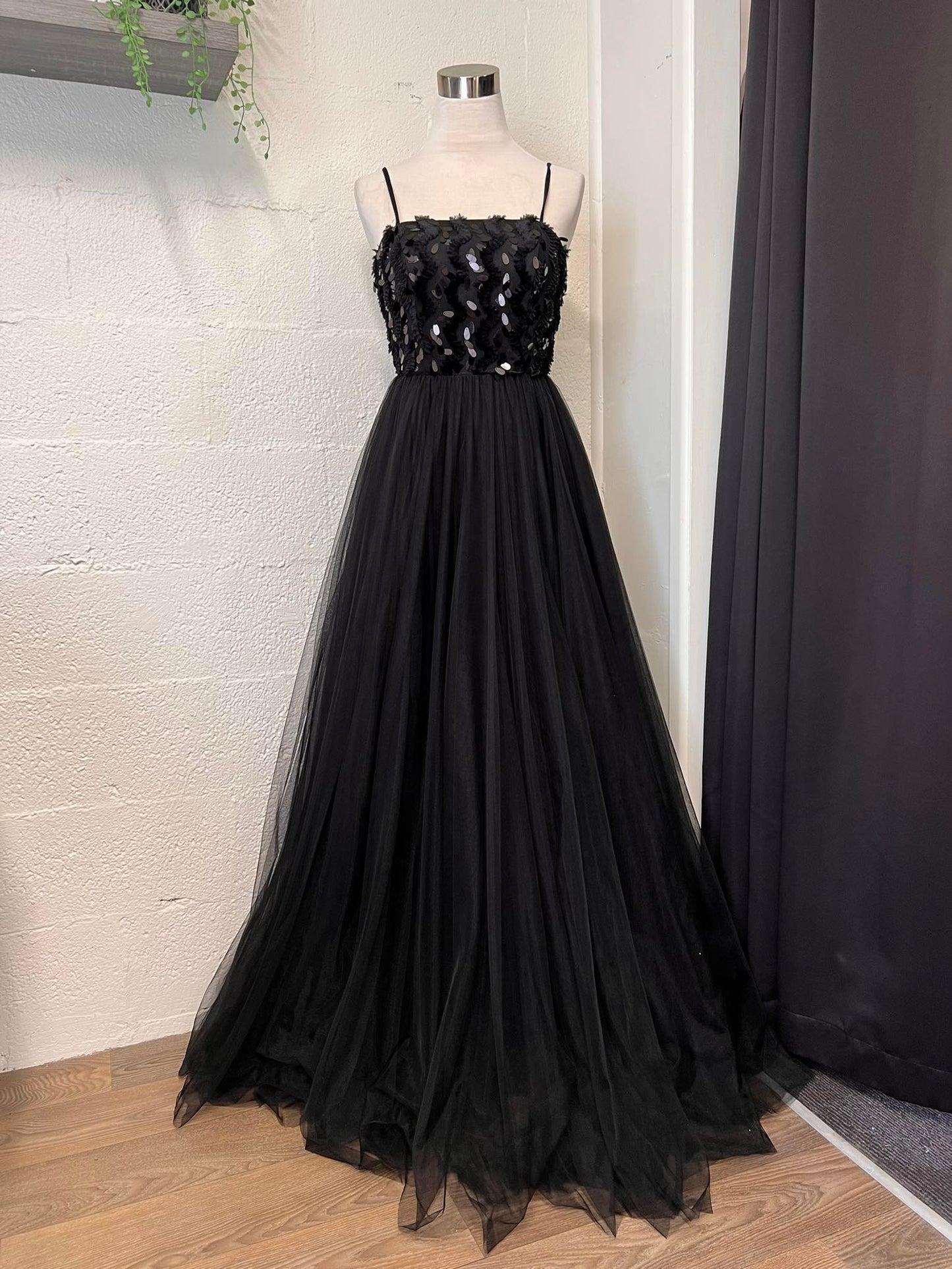 Black full skirt dress